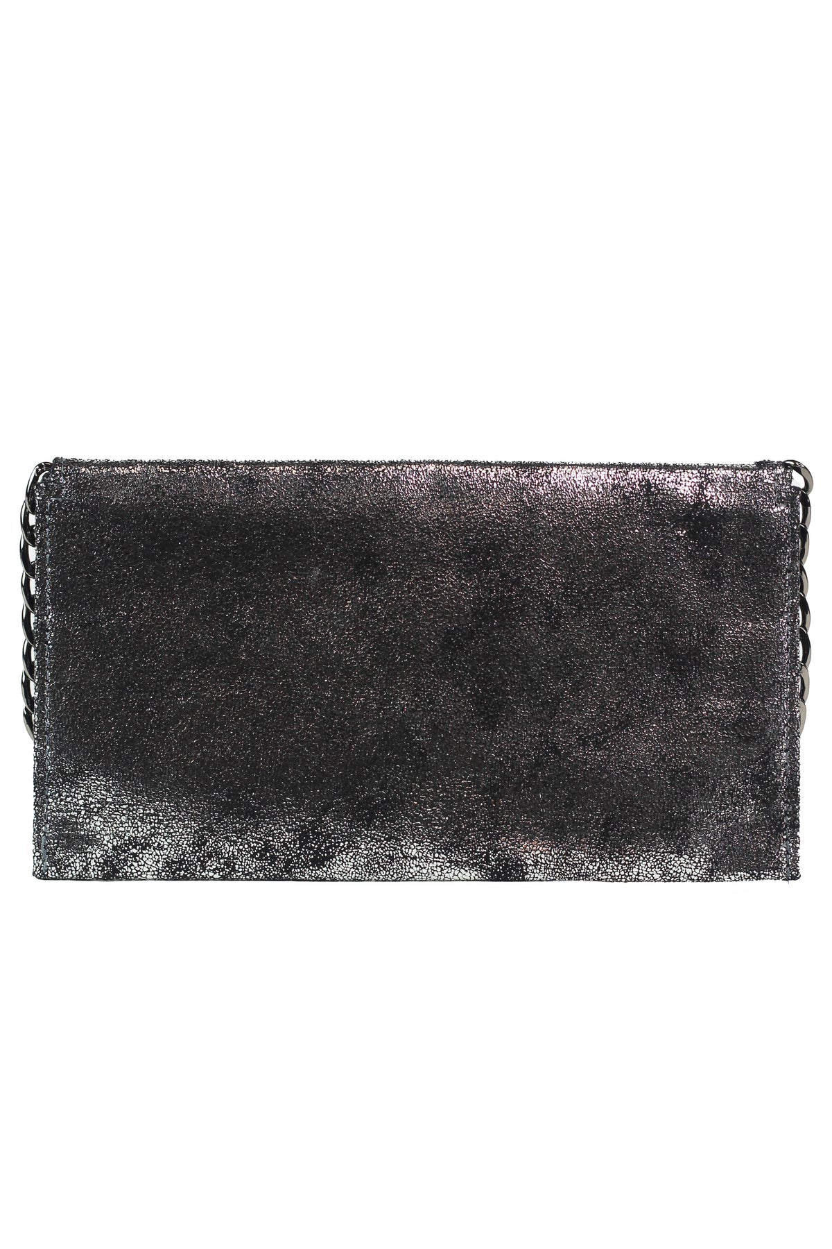 Shimmery Large Card Holder Wallet w/ Chain Trim
