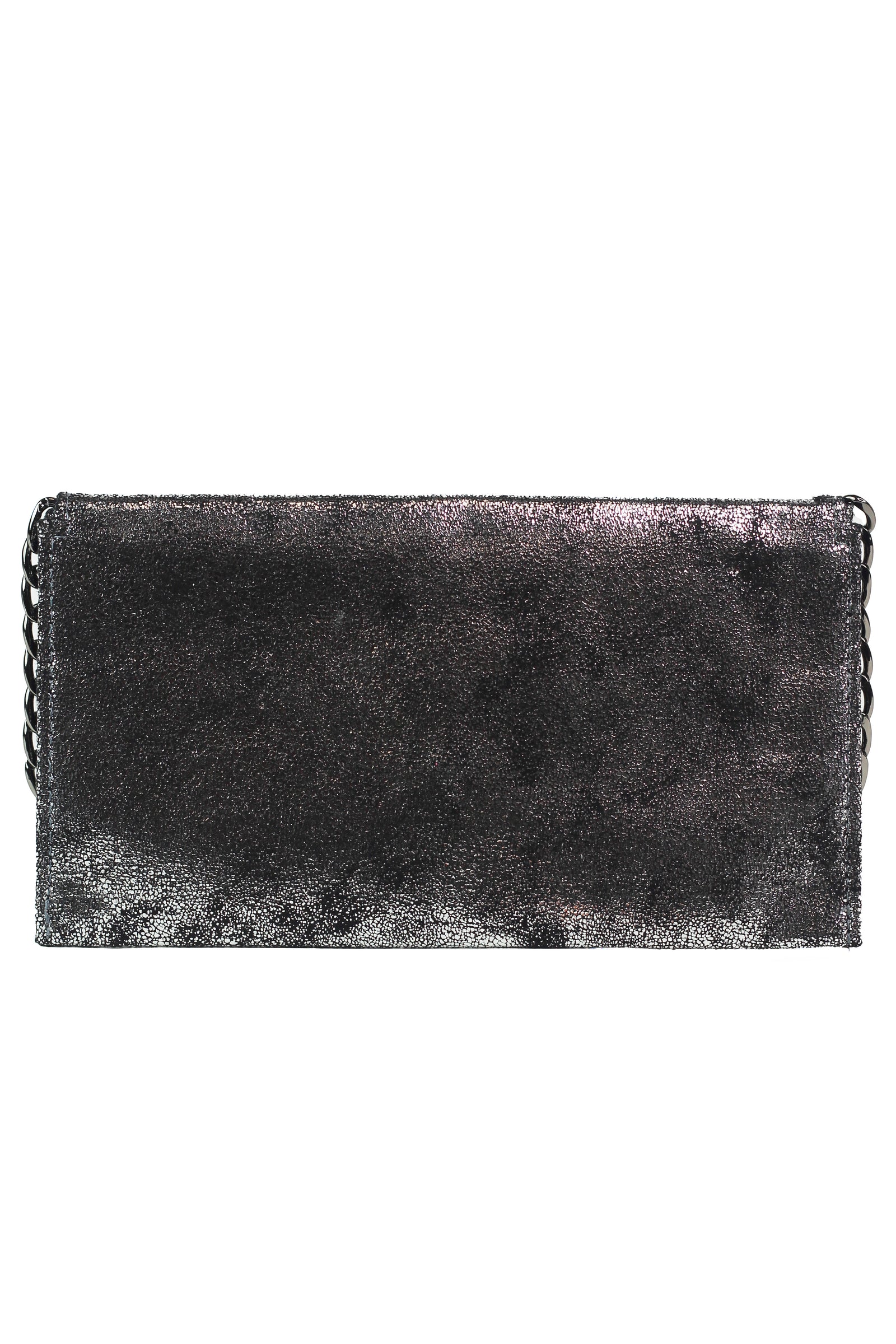 Shimmery Large Card Holder Wallet w/ Chain Trim
