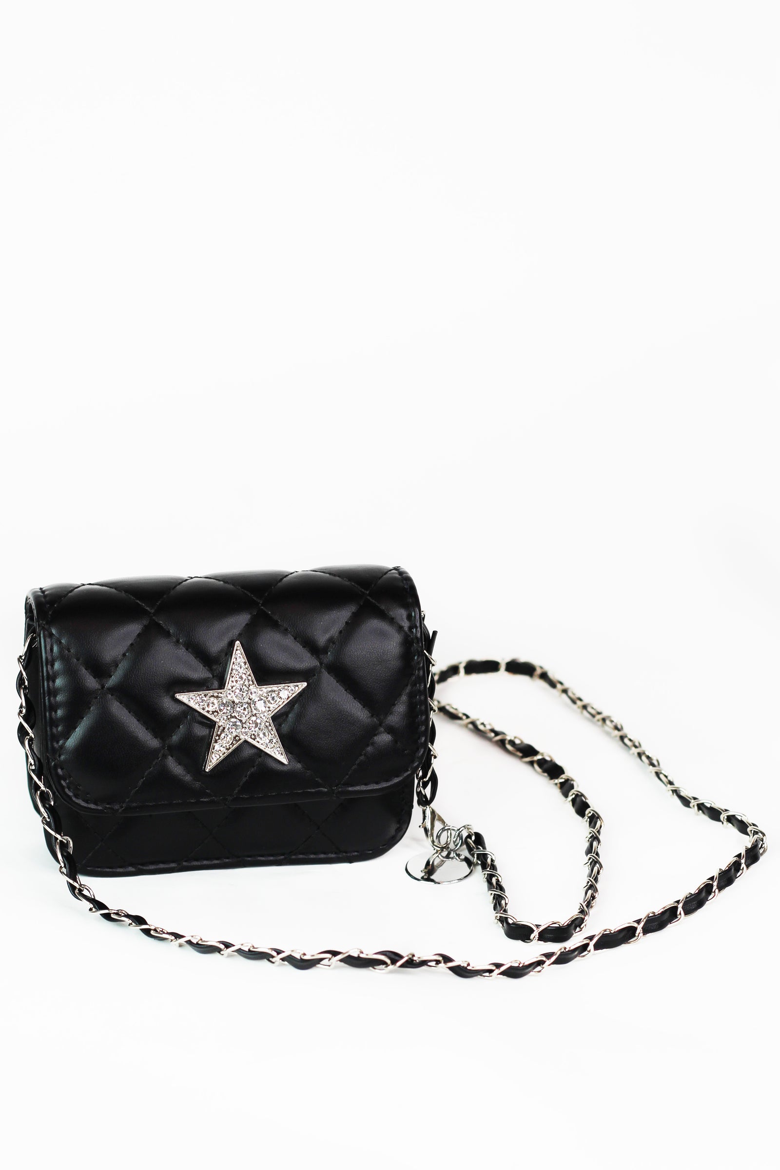 Small Quilted Crossbody w/ Rhinestone Star on Flap