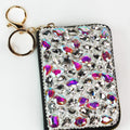 Chunky Rhinestone Zip Around Cardholder & Keychain