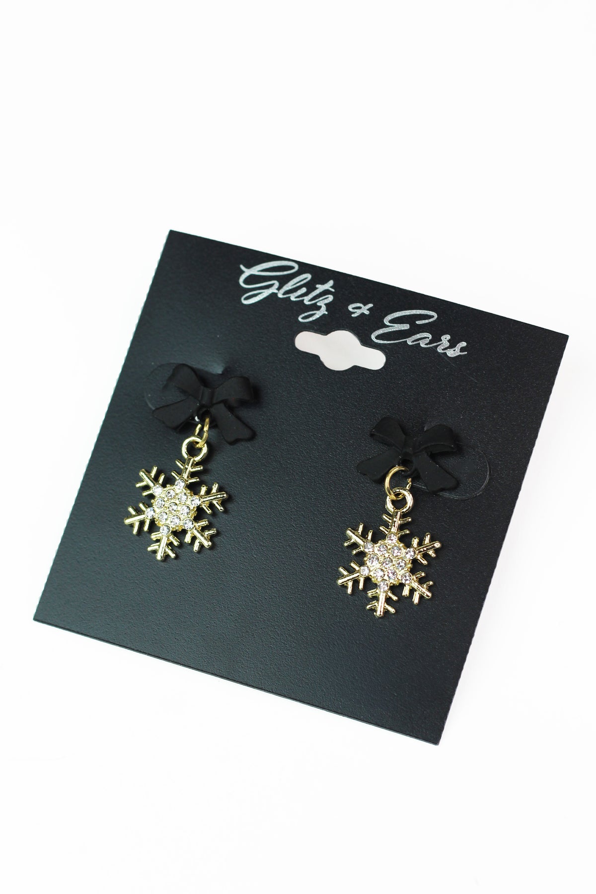 Bow & Rhinestone Snowflake Earrings