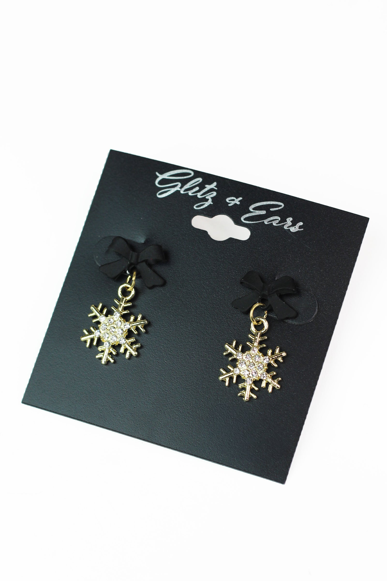 Bow & Rhinestone Snowflake Earrings