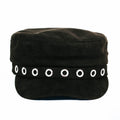 Faux Suede Military Cap w/ Eyelet Accents