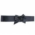Large Rhinestone Bow Double Button Belt