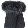 Fur Trimmed Knit Fingerless Gloves