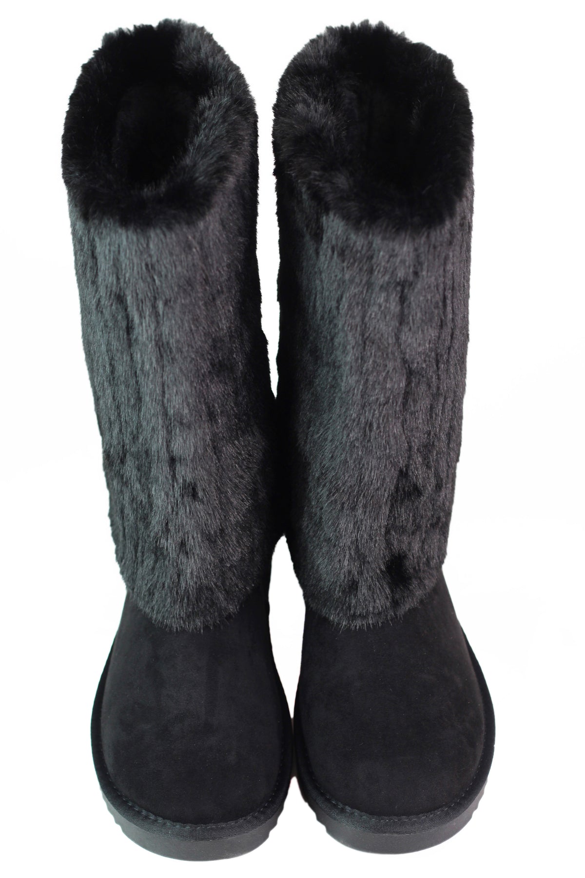 Faux Suede & Faux Fur Mid Calf Boots