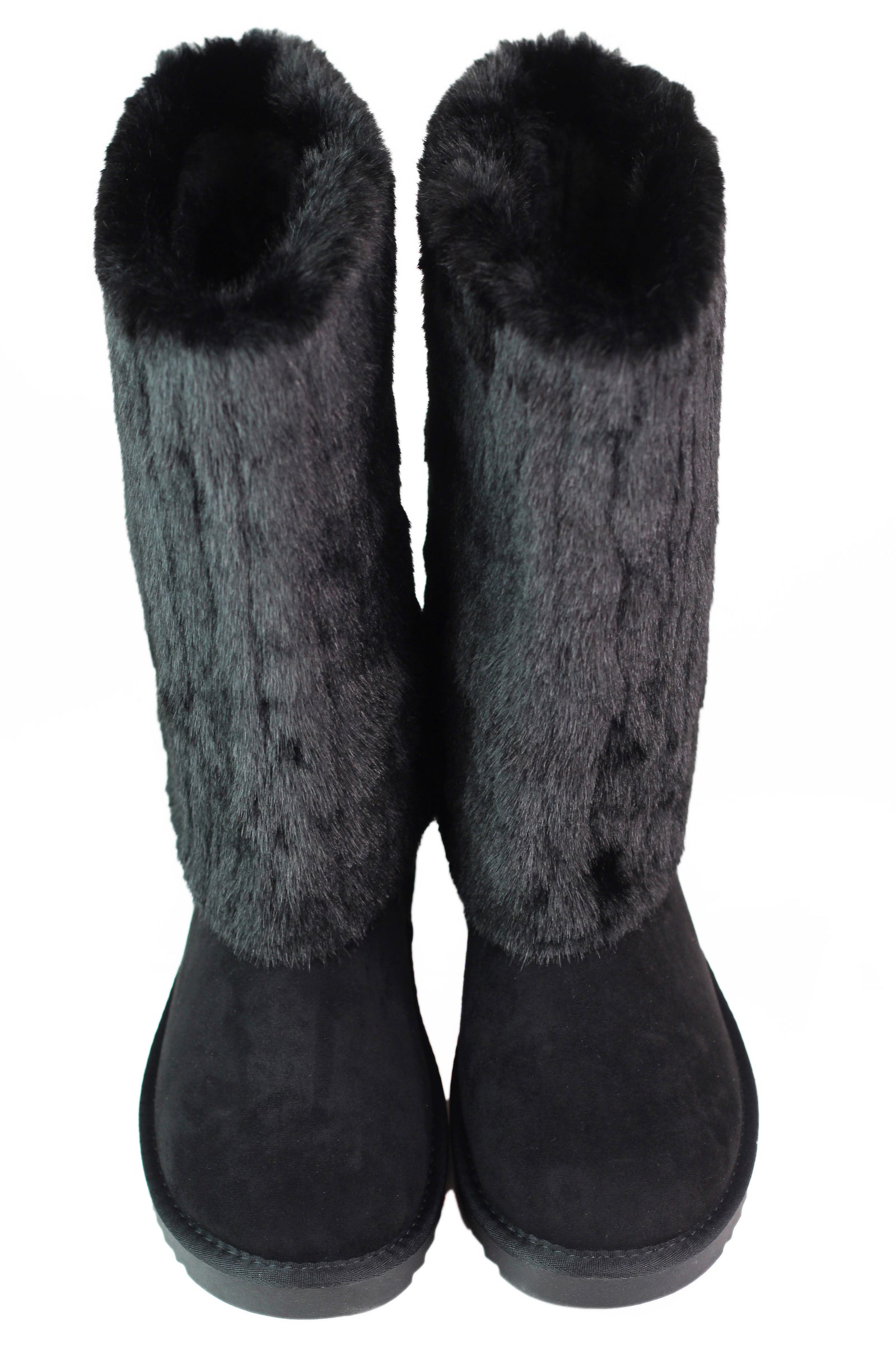Faux Suede & Faux Fur Mid Calf Boots