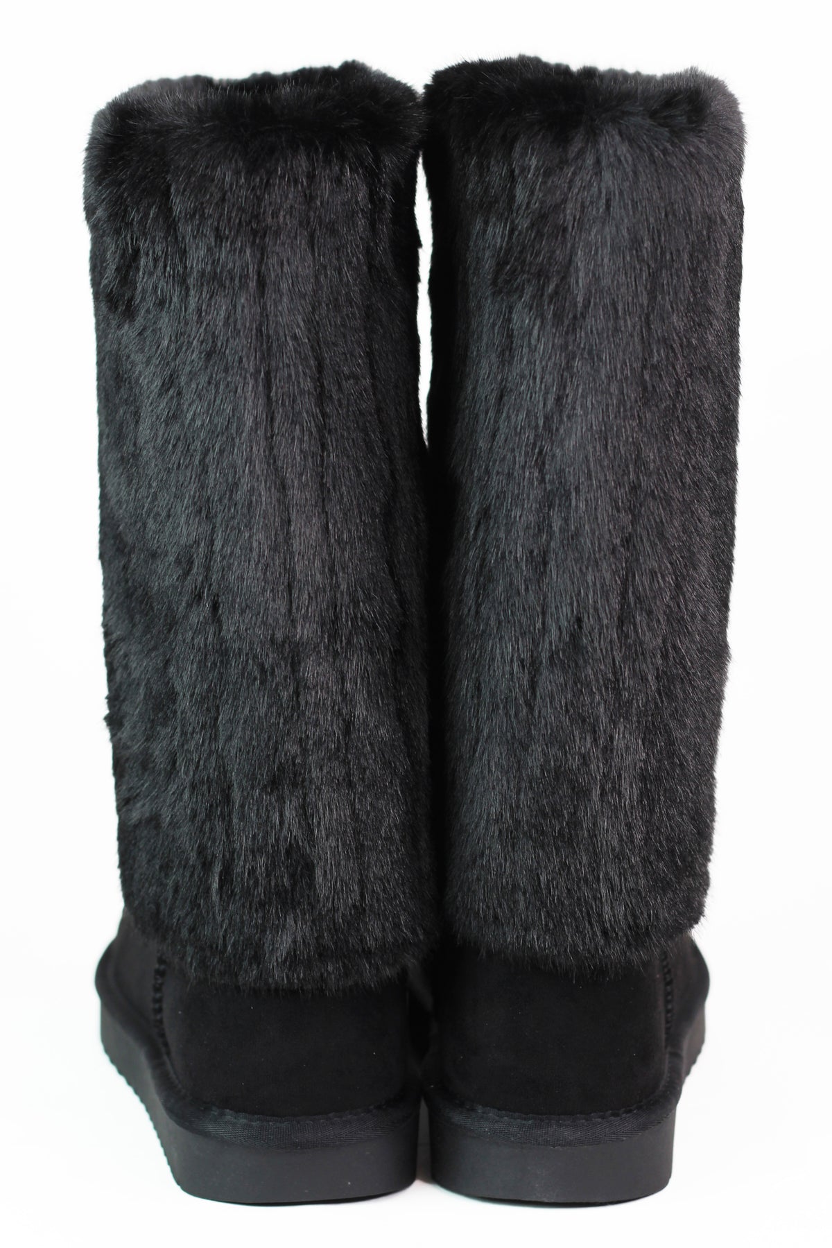 Faux Suede & Faux Fur Mid Calf Boots