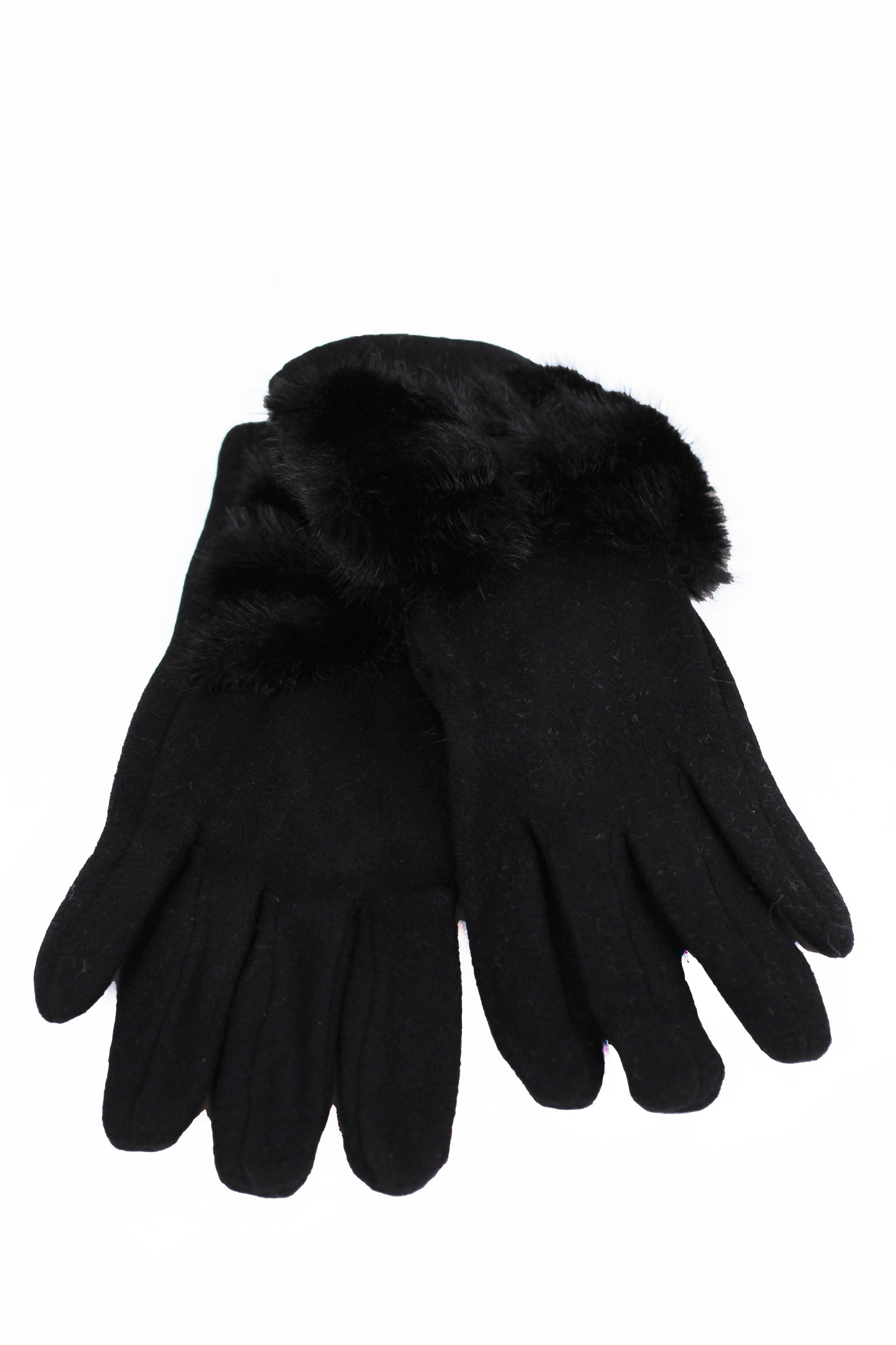 Faux Fur Bow Wrist Gloves