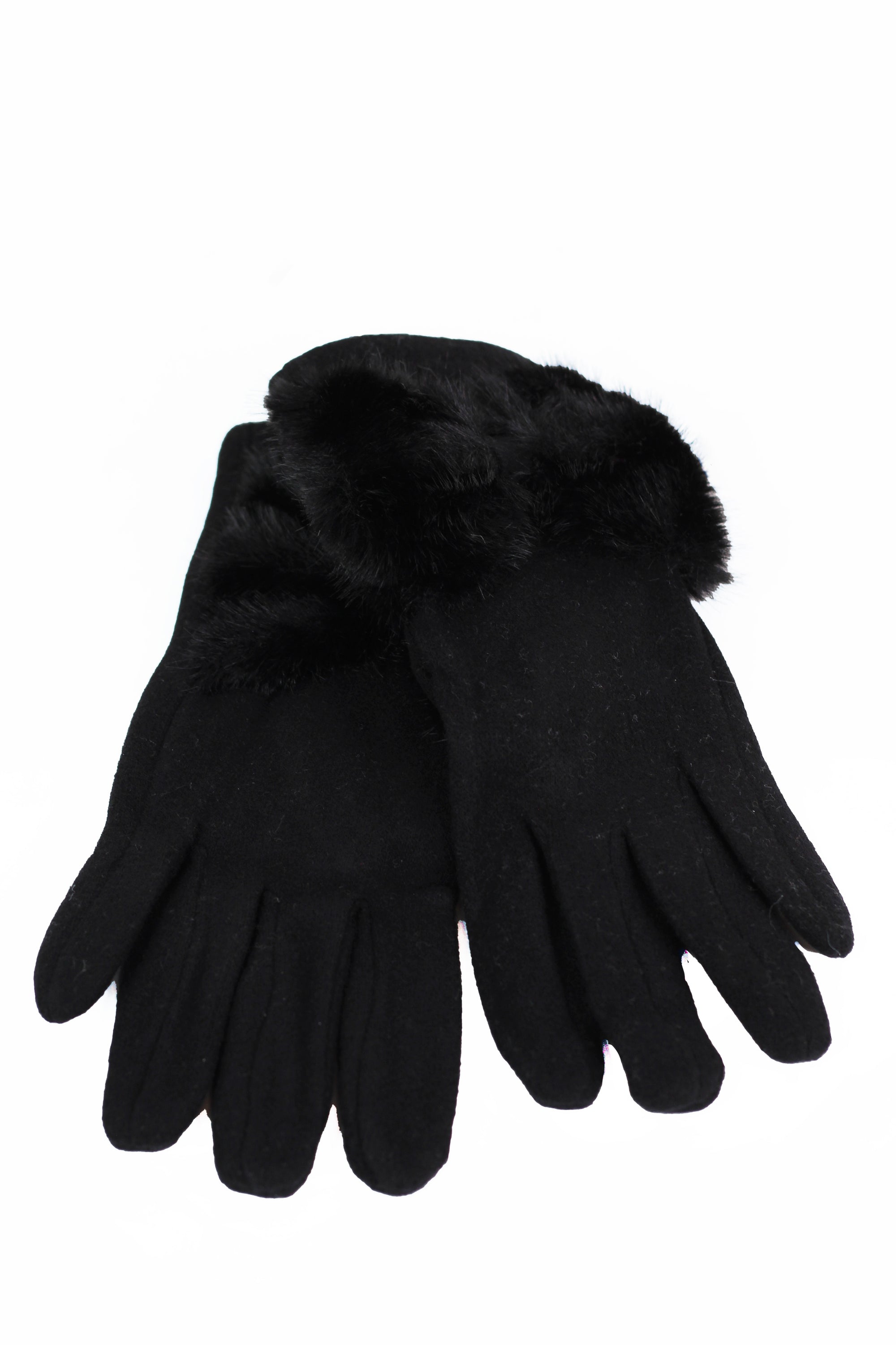 Faux Fur Bow Wrist Gloves