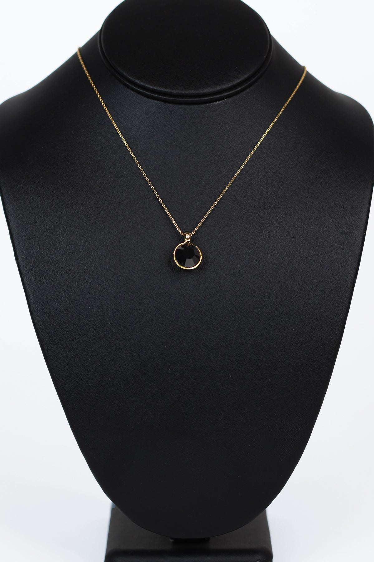 Large Stone Black W/ Gold Chain