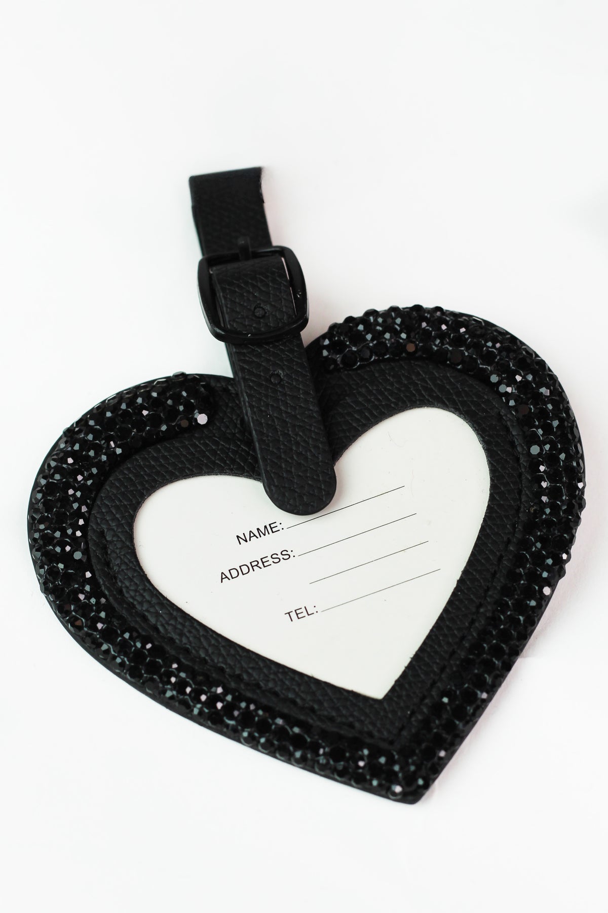 Rhinestone Trimmed Heart Luggage Tag