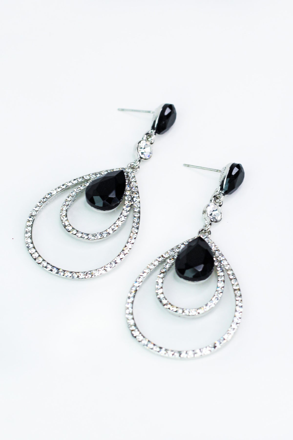 Two Spaced Trim Bottom Teardrop Earring - Glitz &amp; Ears Boutique