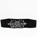 Pave Rose & Chunky Rhinestone Elastic Belt