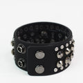 Stud & Rhinestone Genuine Leather Snap Bracelet