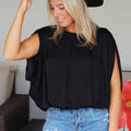 Gathered Neck Bubble Top w/ Open Sleeve