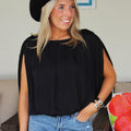 Gathered Neck Bubble Top w/ Open Sleeve