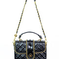 Quilted Leather Purse w/ Chain Trim & Top Handle