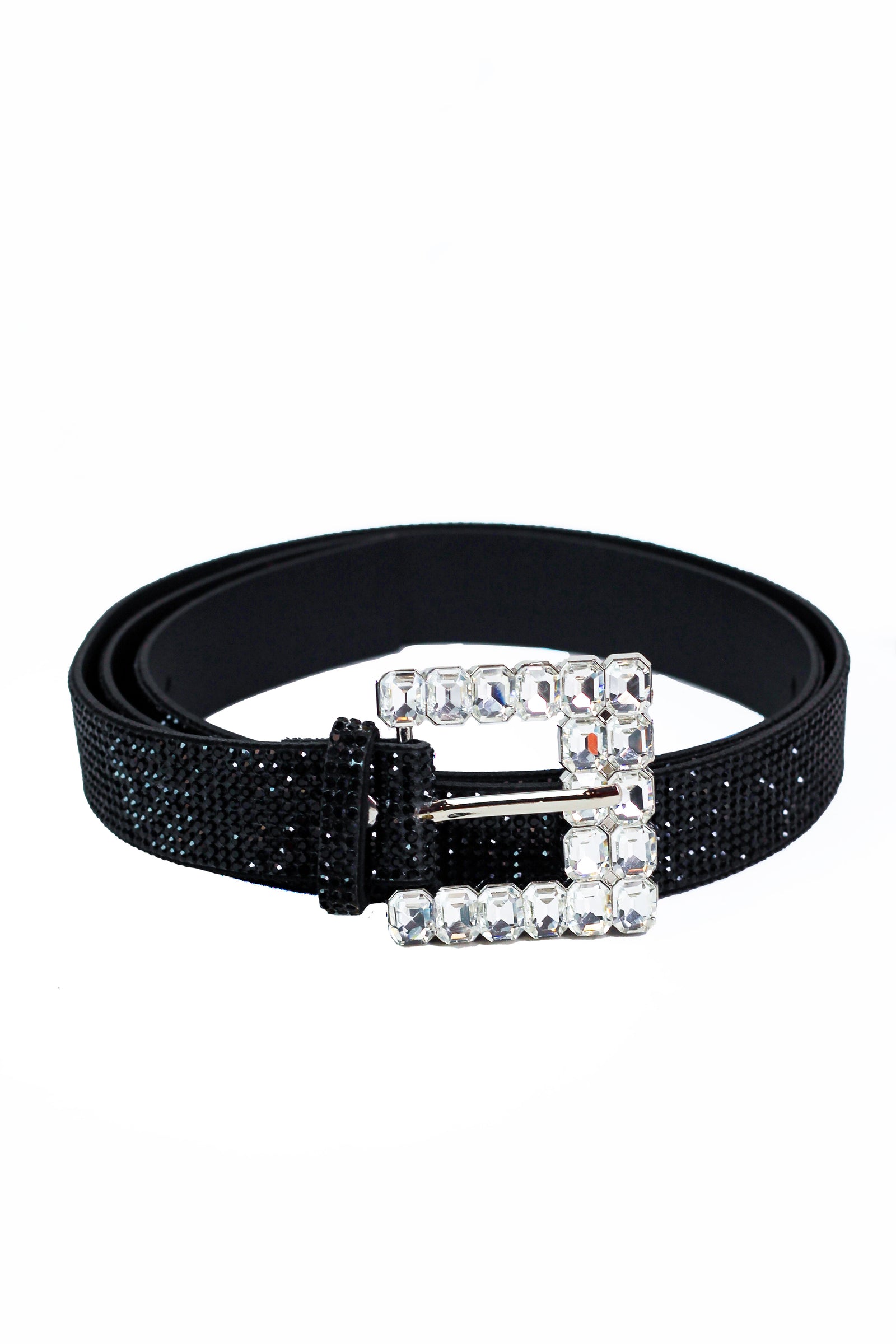 All Rhinestone Belt w/ Emerald Stone Buckle