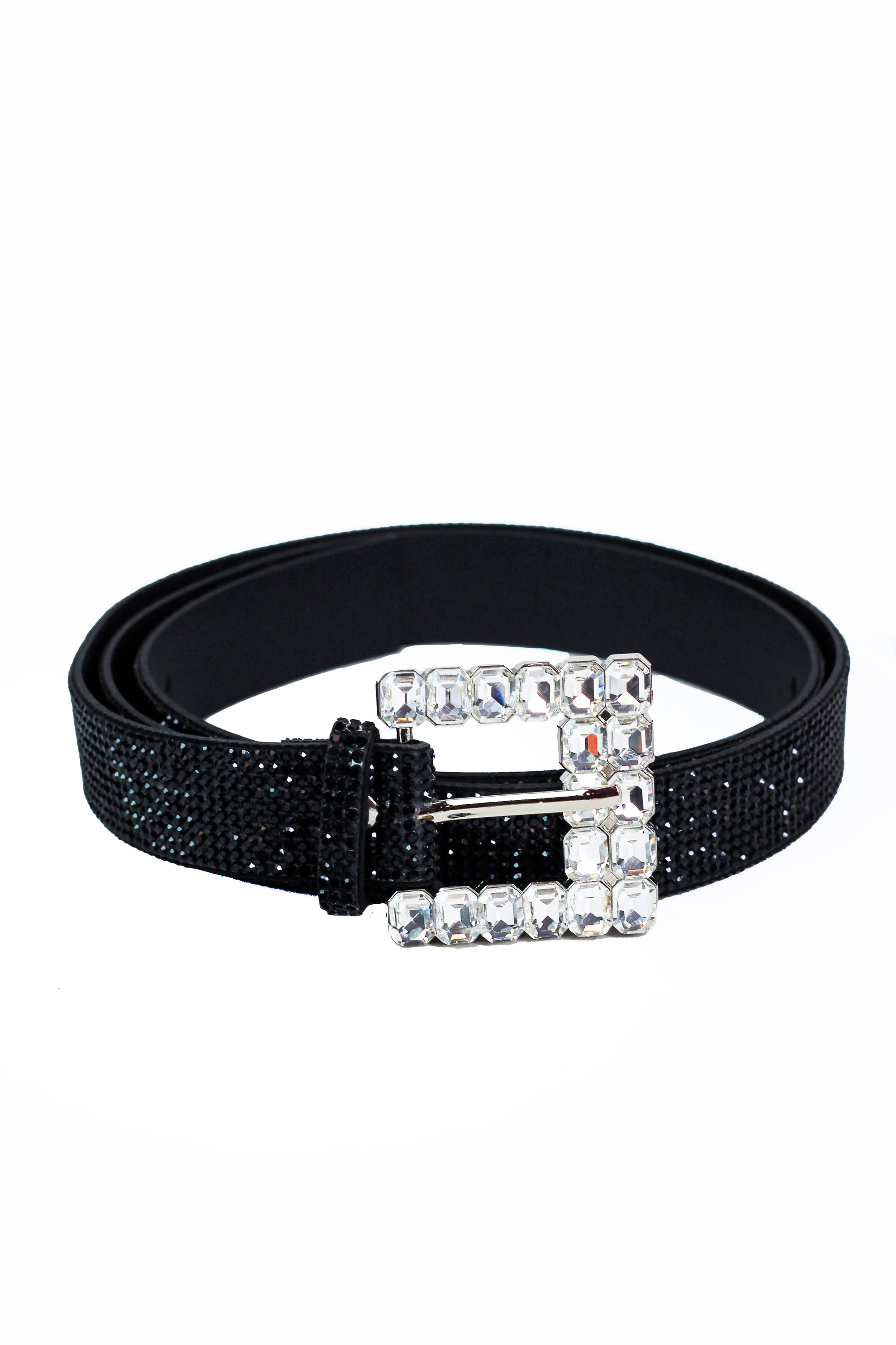 All Rhinestone Belt w/ Emerald Stone Buckle