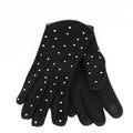 Faux Suede Gloves w/ Rhinestone Accents