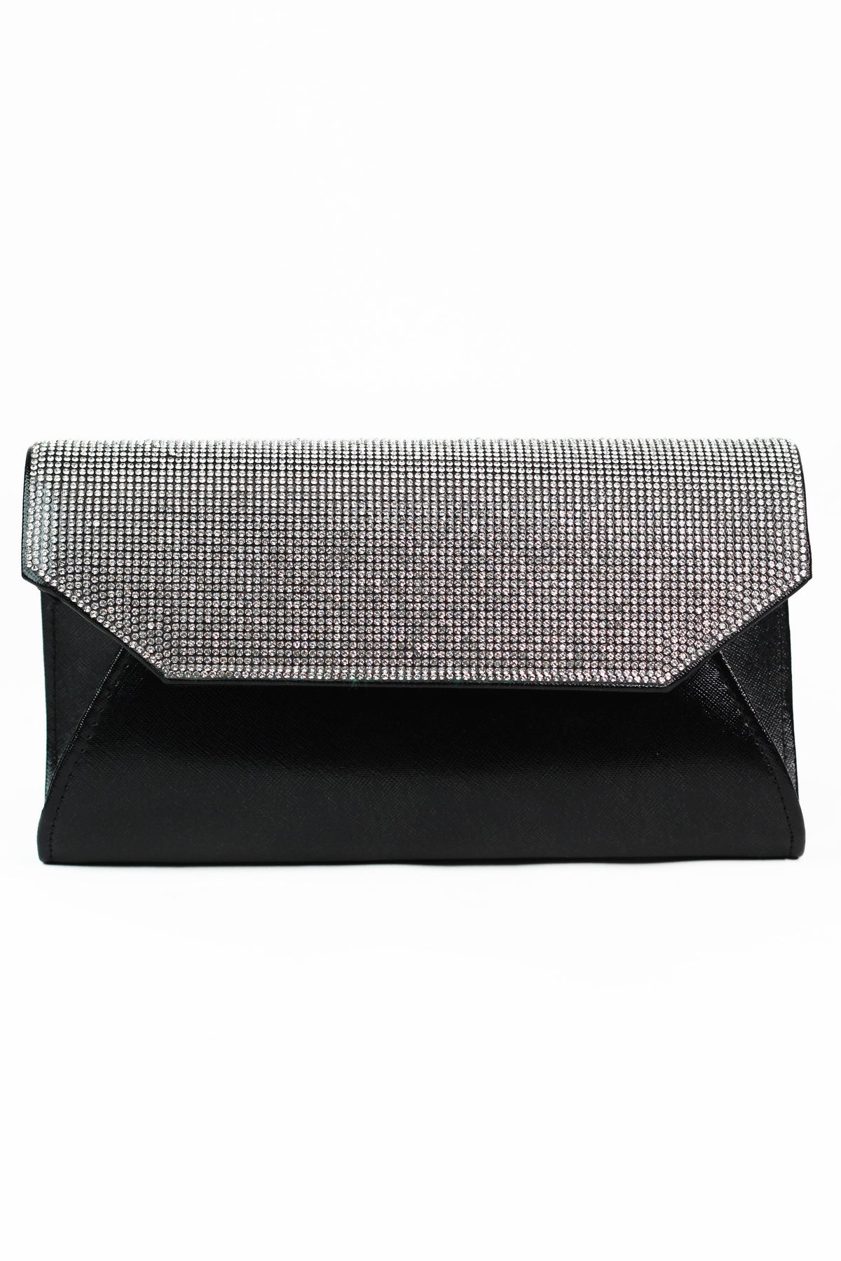 Rhinestone Foldover Flap Evening Clutch