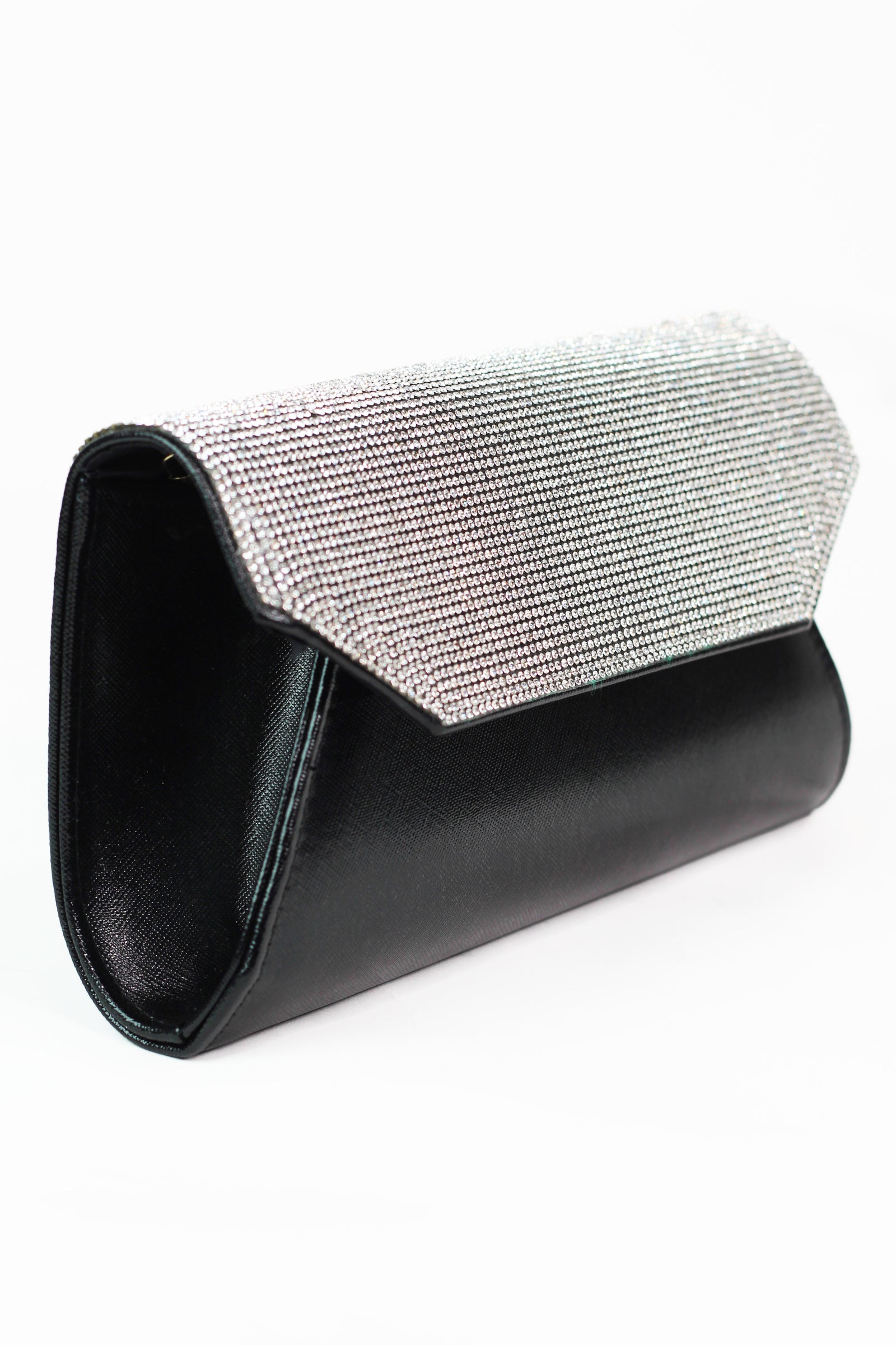 Rhinestone Foldover Flap Evening Clutch