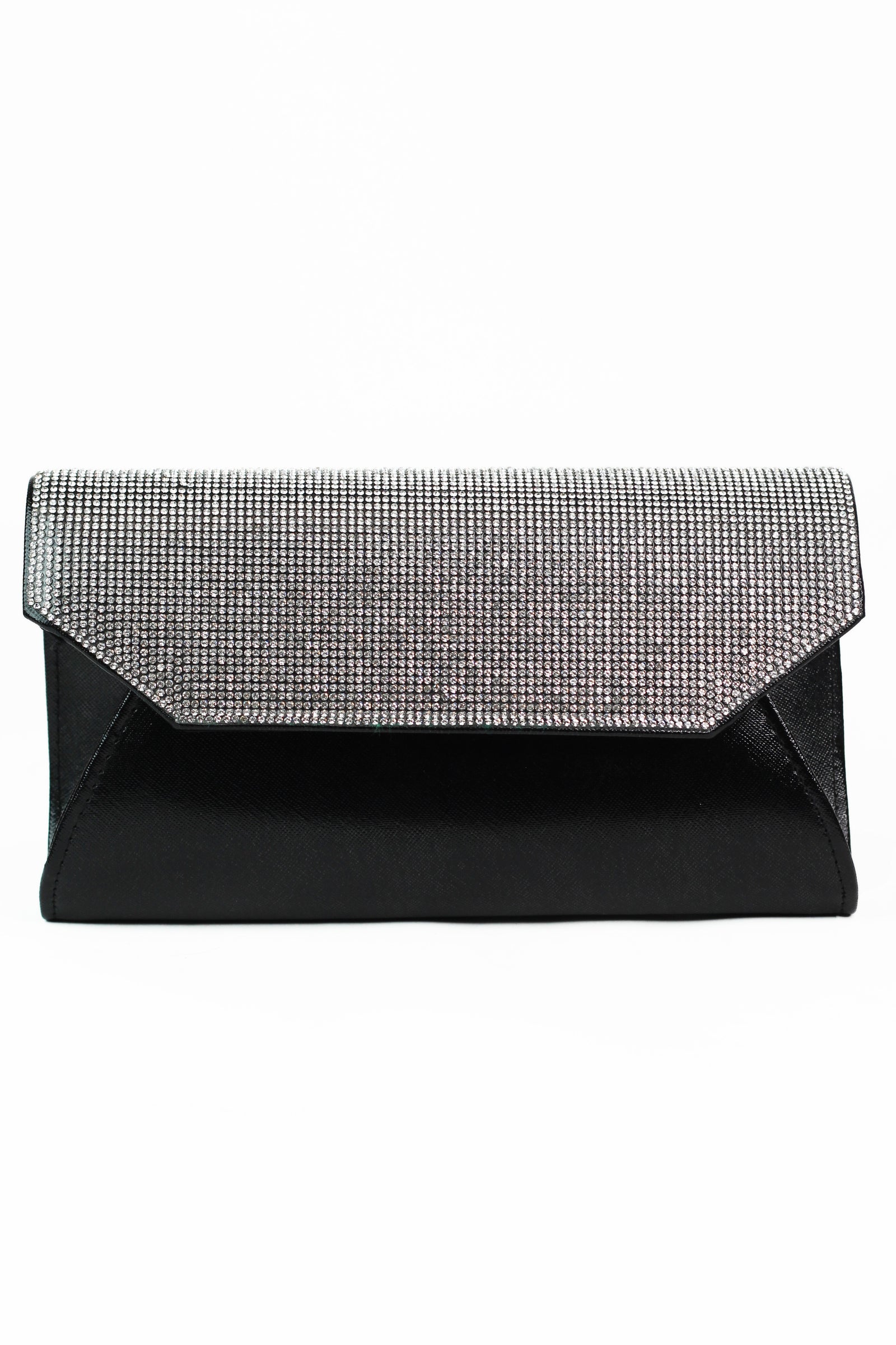 Rhinestone Foldover Flap Evening Clutch