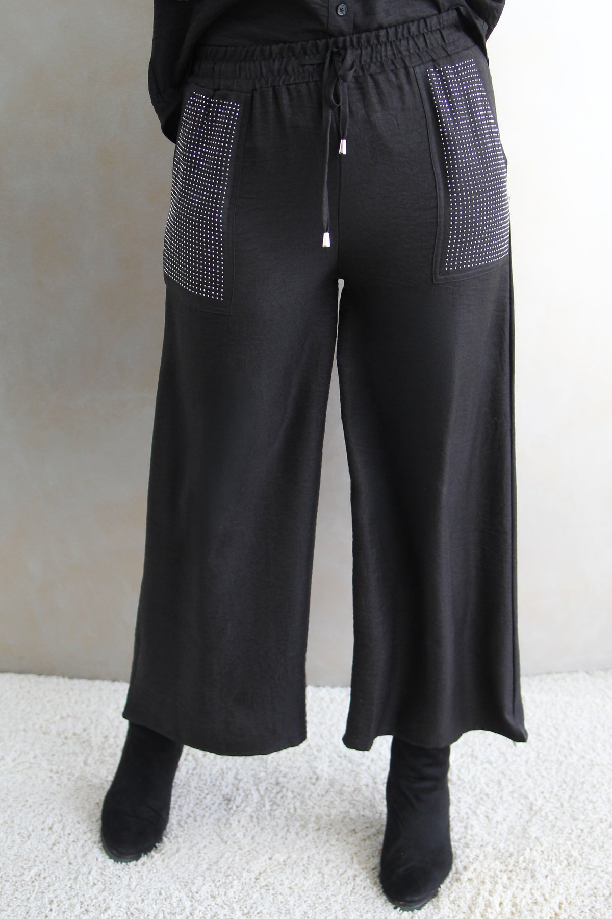 Wide Leg Pants w/ Rhinestone Pockets