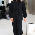 Fine Knit Hoodie & Pants Set w/ Stone Accents