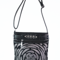 Thick Swirl Design Circular Center Buckle Accent Messenger Bag