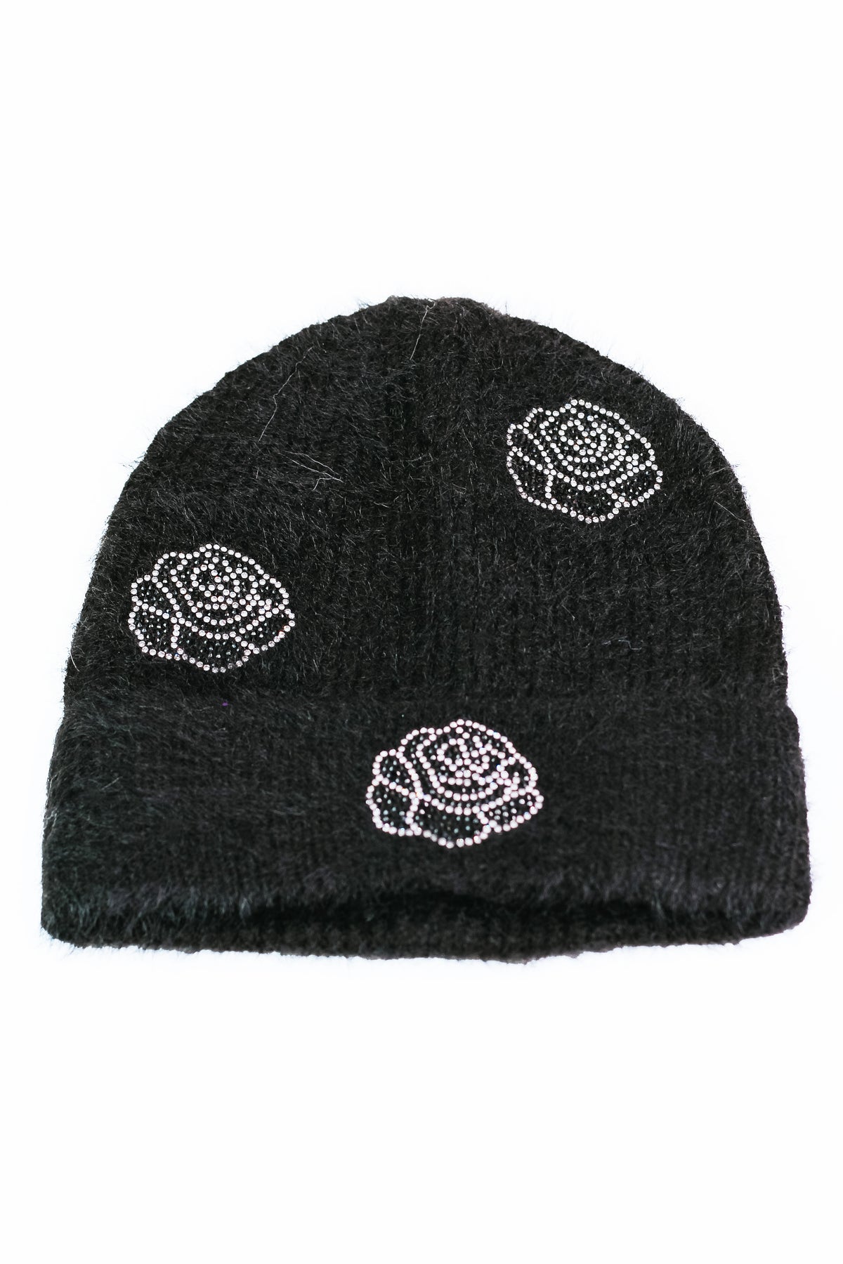 Rhinestone Floral Accent Skull Cap