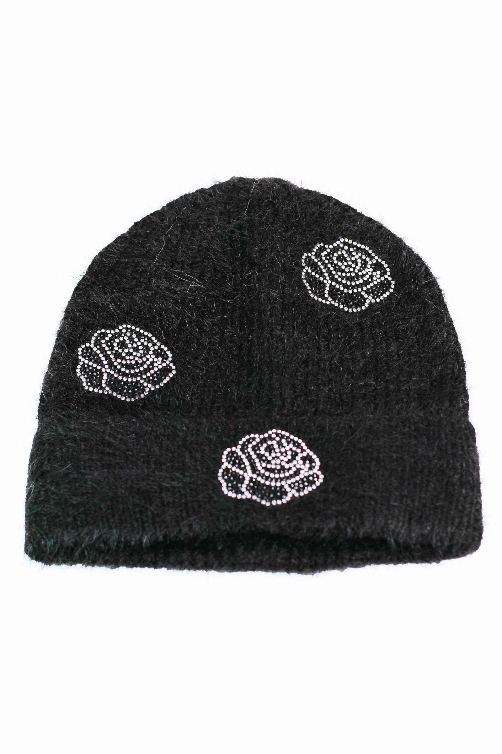 Rhinestone Floral Accent Skull Cap