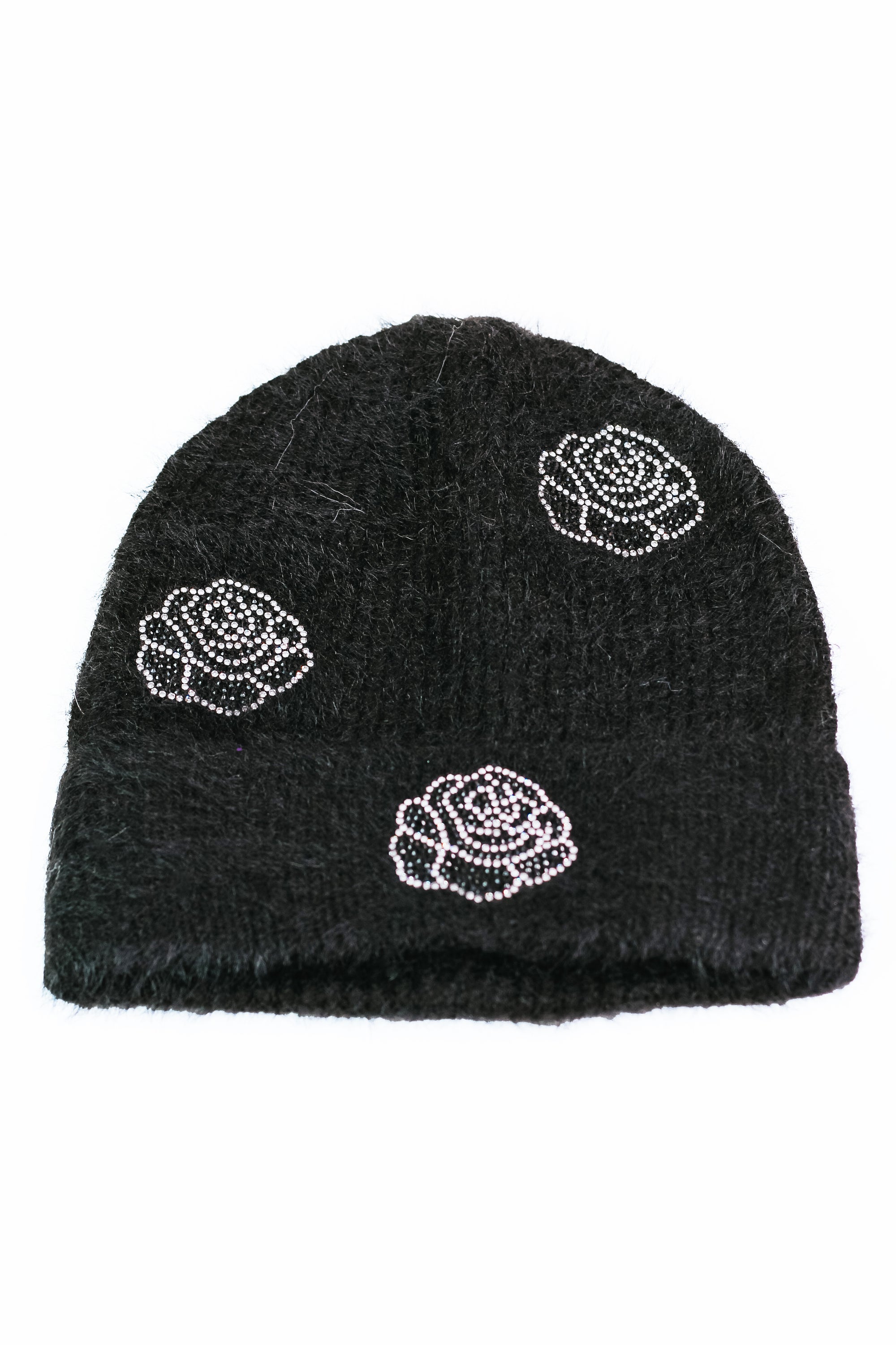 Rhinestone Floral Accent Skull Cap