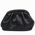 Pleated Satin Clutch W/ Rhinestone Edge
