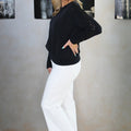 Scuba Sweatshirt w/ Sequin Shoulder & Sleeve Trim