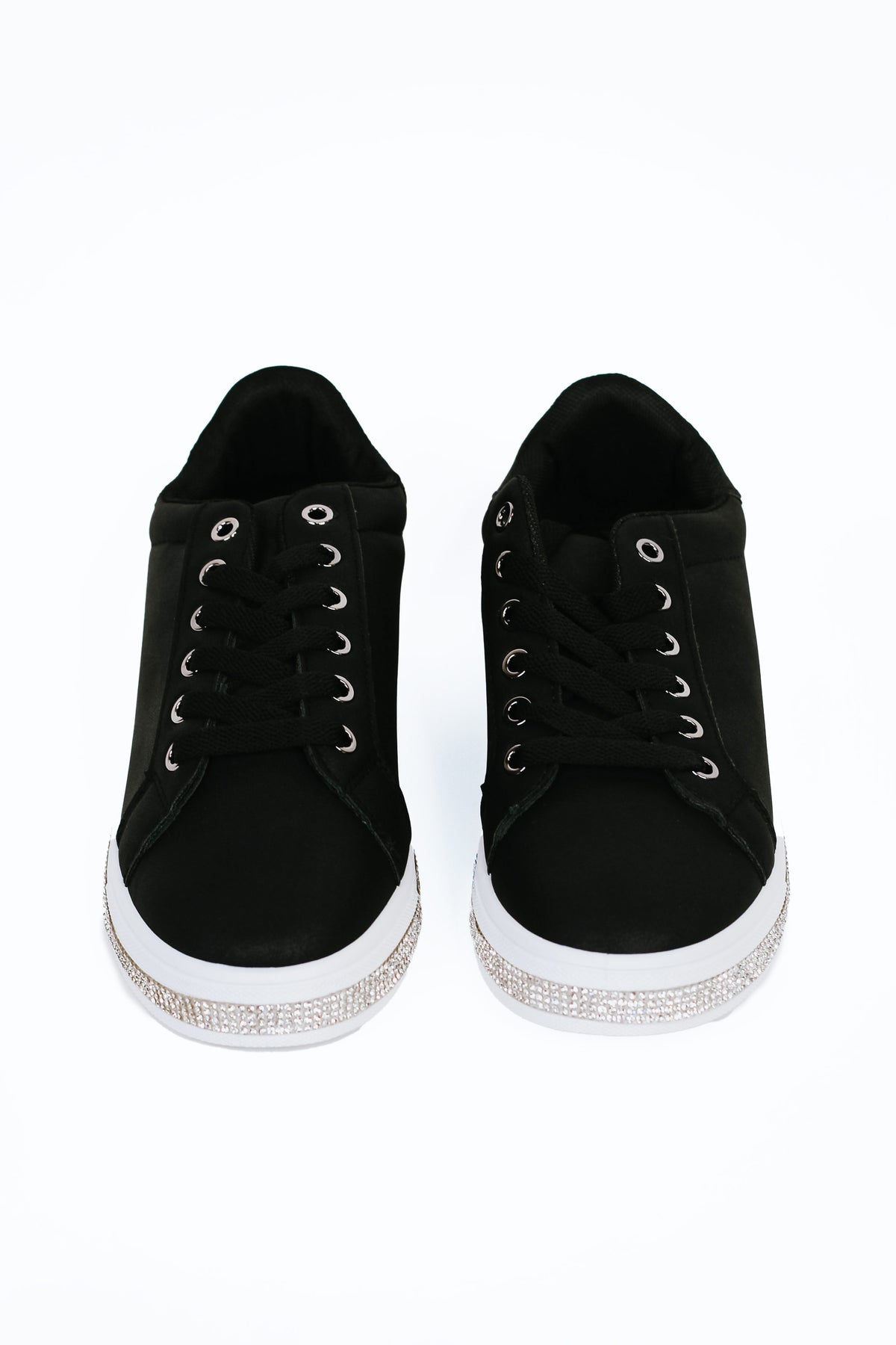 Black Sneaker w/ Rhinestone Trim White Sole