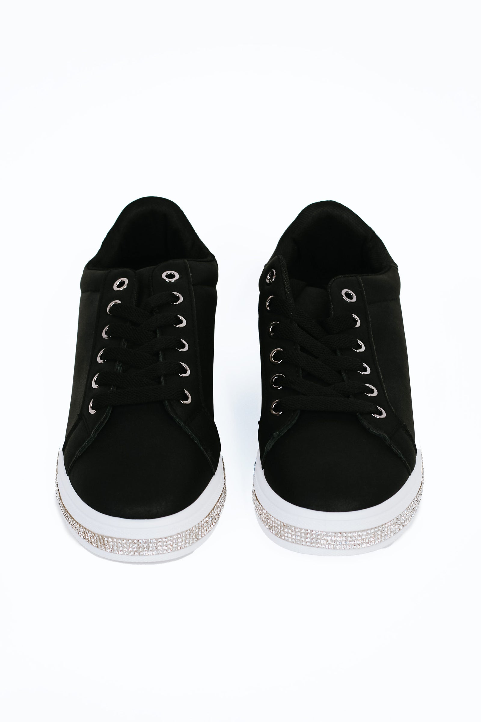 Black Sneaker w/ Rhinestone Trim White Sole