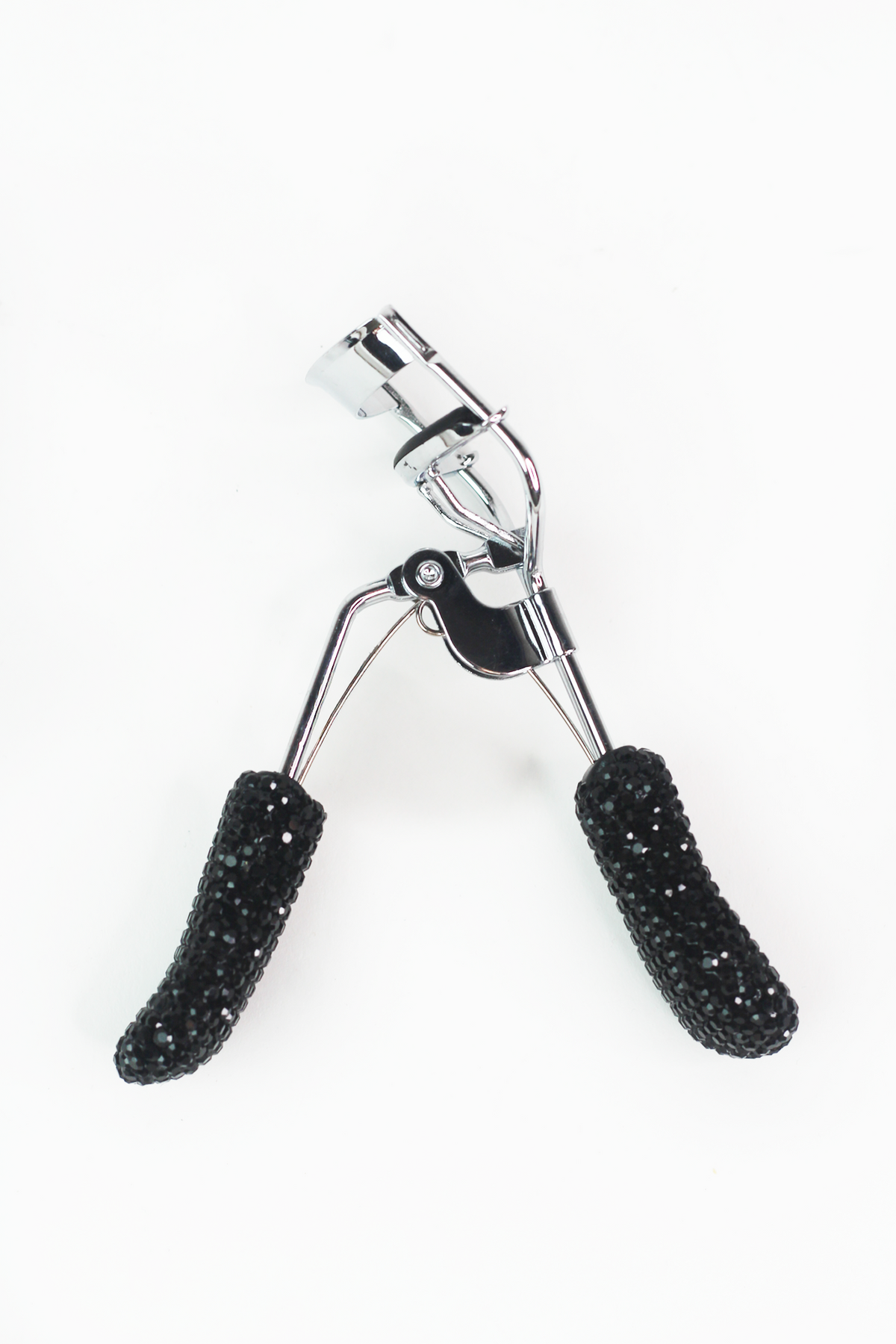 Silver Clamp Rhinestone Handle Eyelash Curler