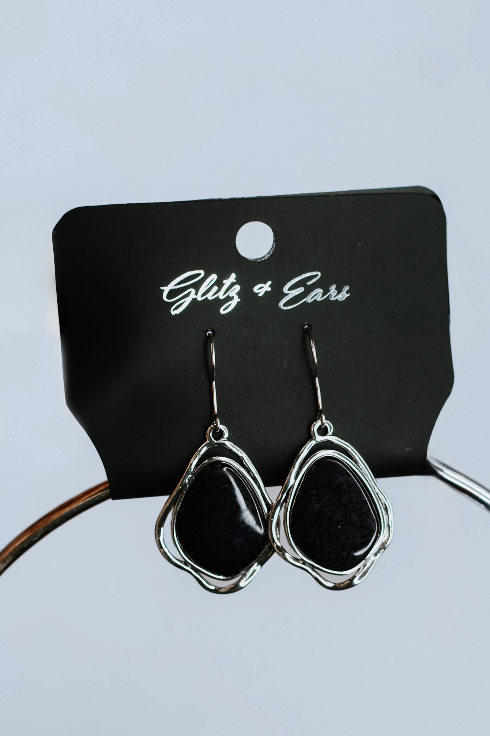 Metal Collar Necklace w/ Large Metal Trimmed Stone Pendant