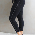 Crinkle Pants w/ Rhinestone & Stud Side Trim