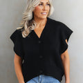 Oversized Sleeveless Knit Cardigan w/ Ribbed Trim