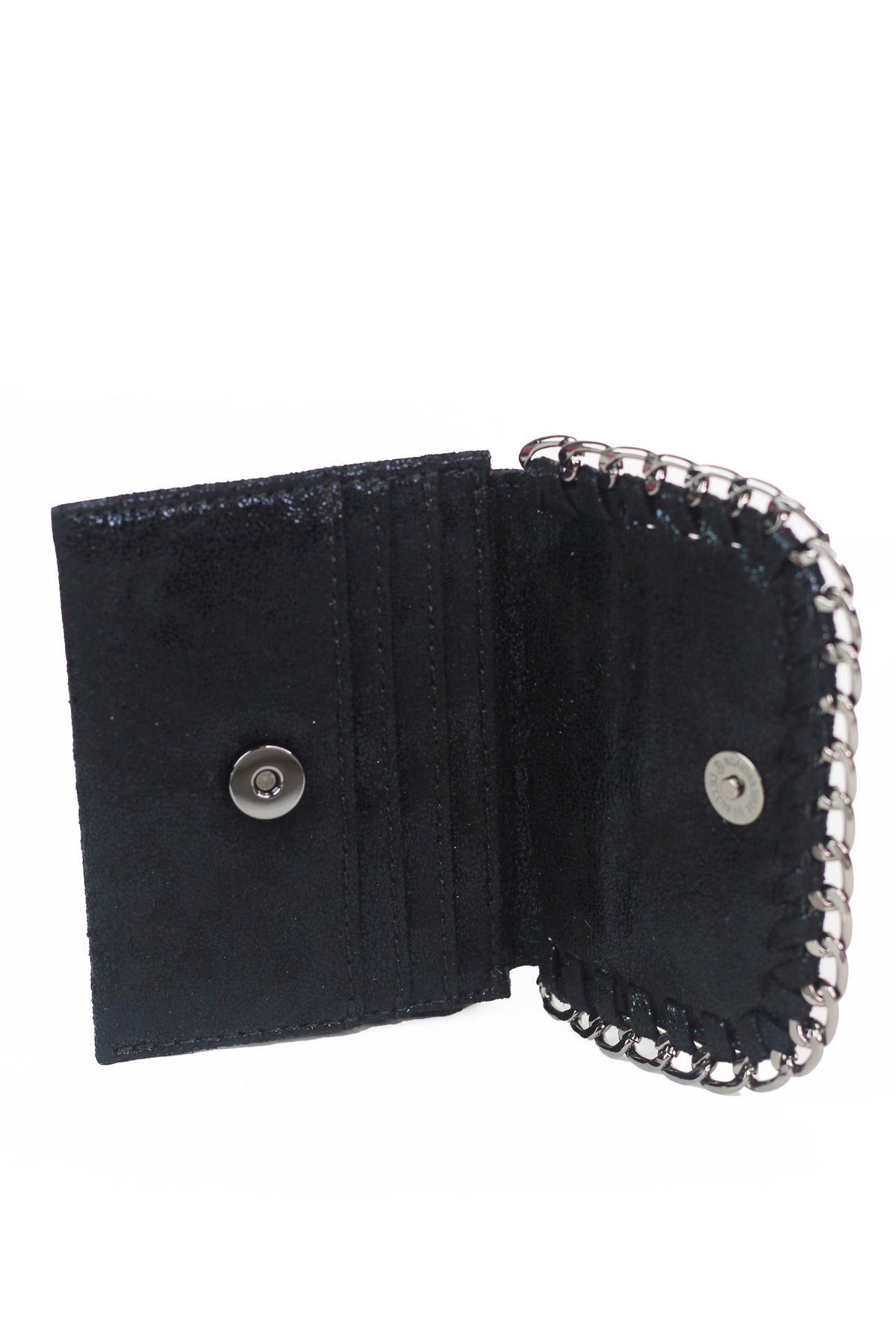 Shimmery Card Holder Wallet w/ Chain Trim