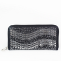 Rhinestone Baguette Wave Zippered Wallet