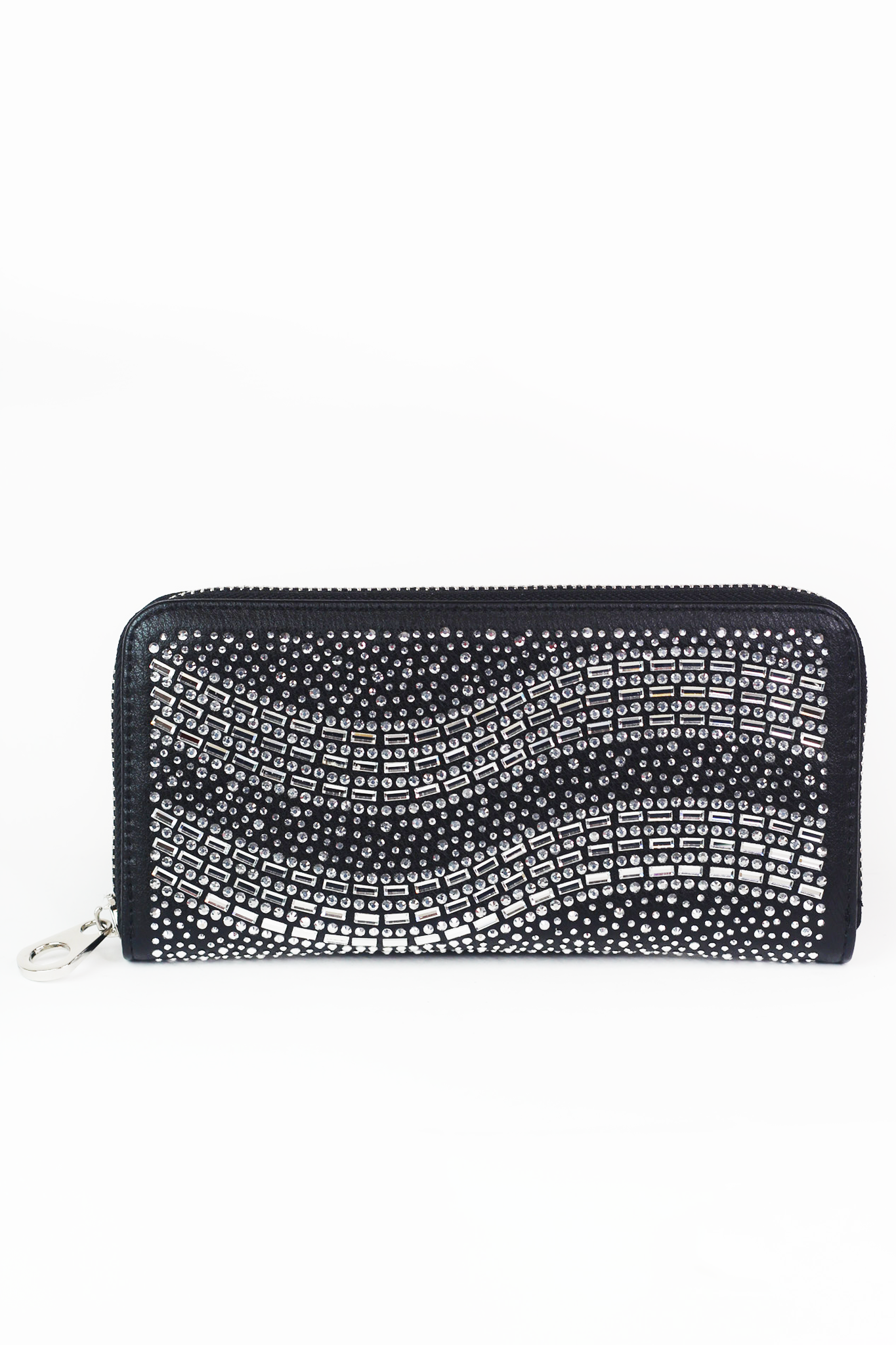 Rhinestone Baguette Wave Zippered Wallet