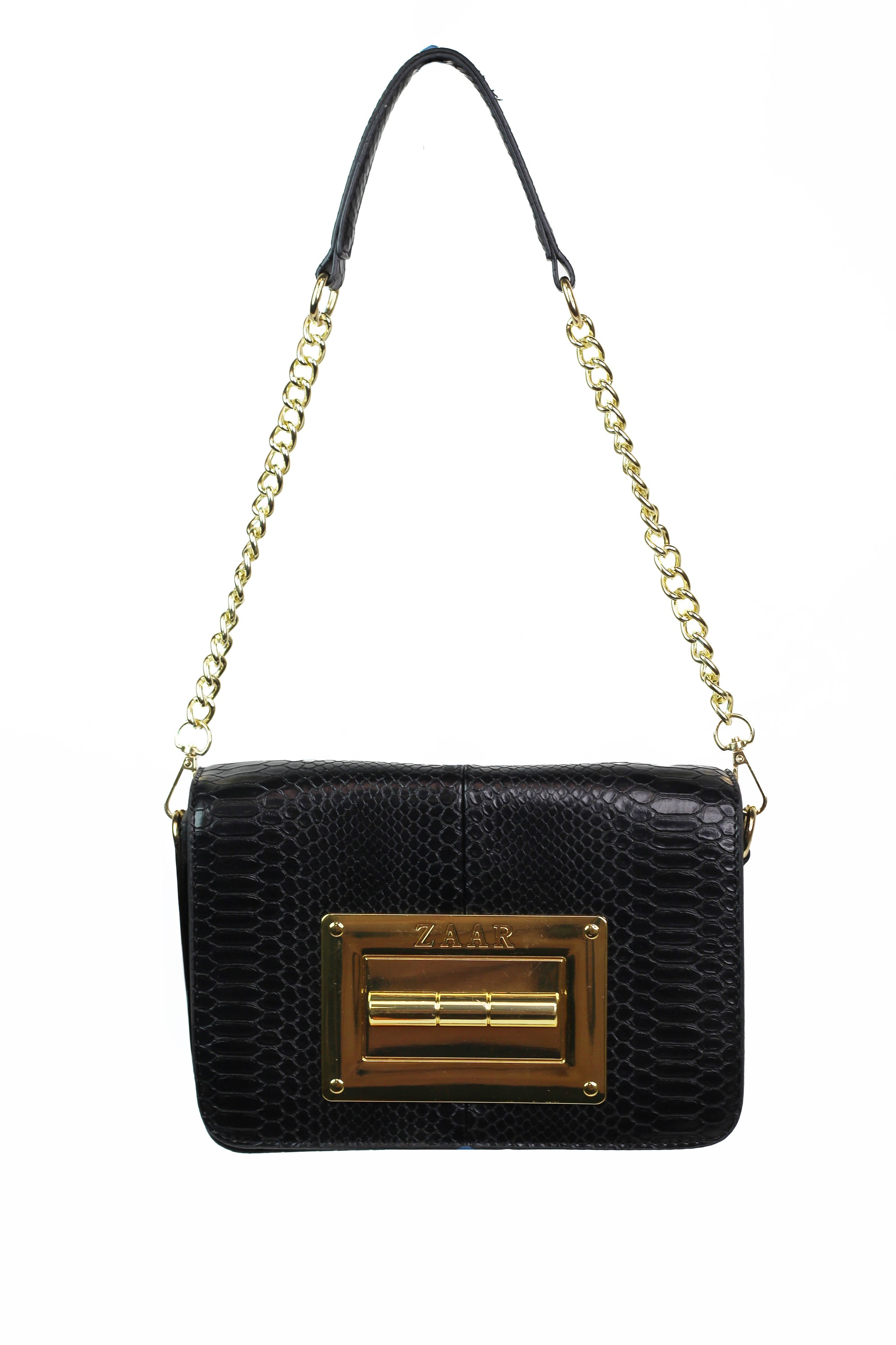 Faux Snakeskin Purse w/ Large Metal Rectangle Trim