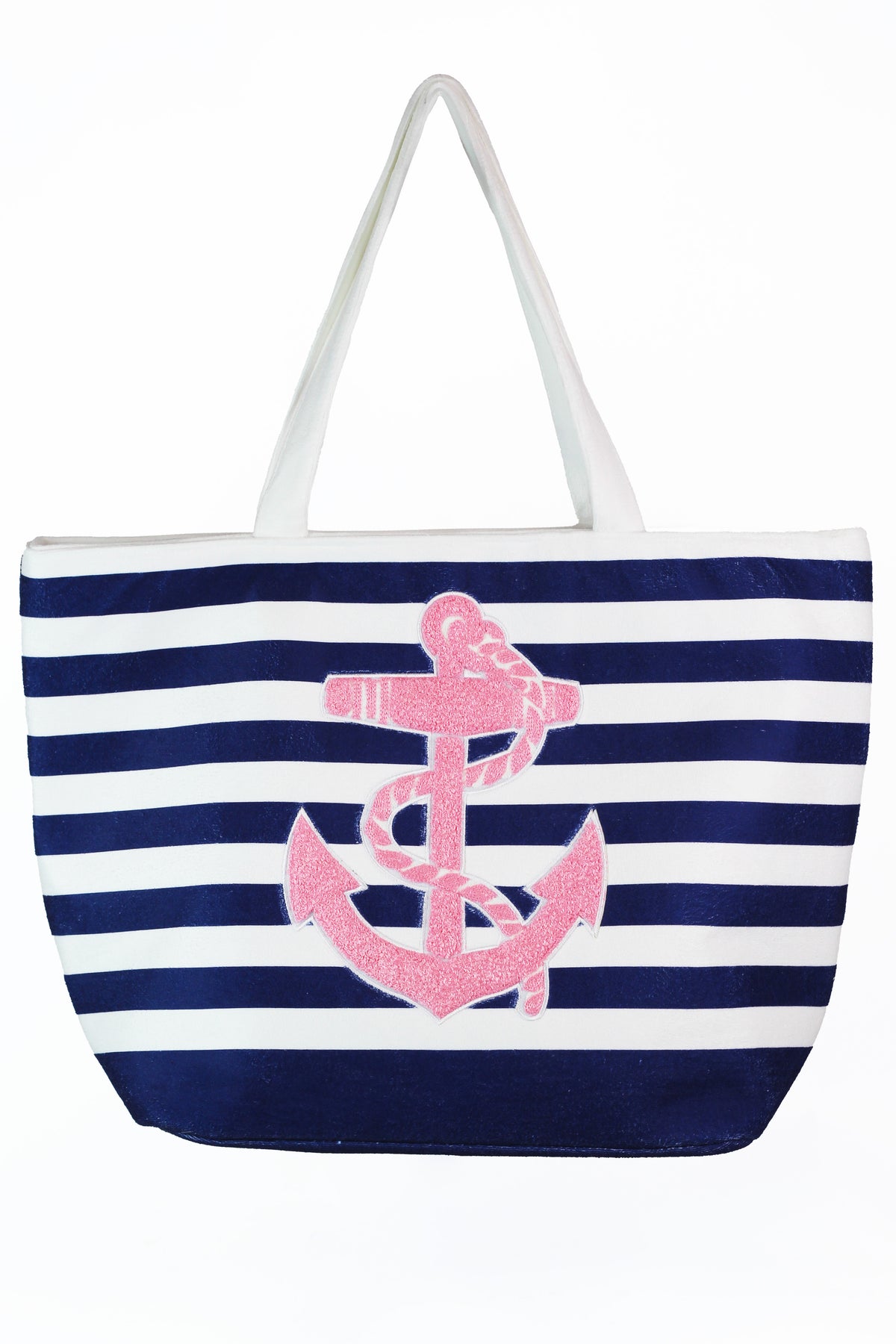 Striped Cloth Anchor Accent Beach Tote