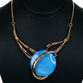 Metal Open Loops & Round Stone Necklace