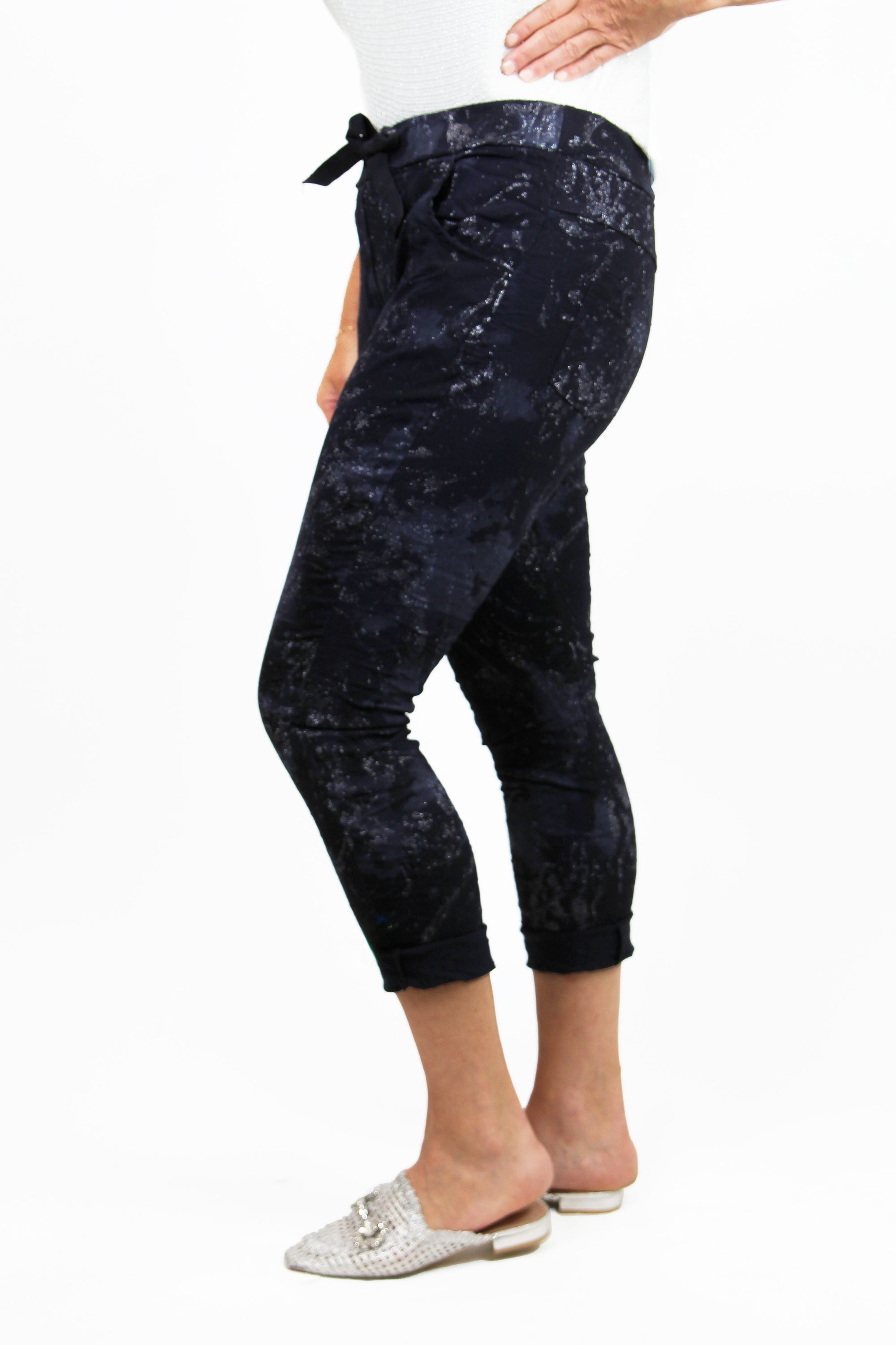 Swirl Glitter Joggers with Front Tie