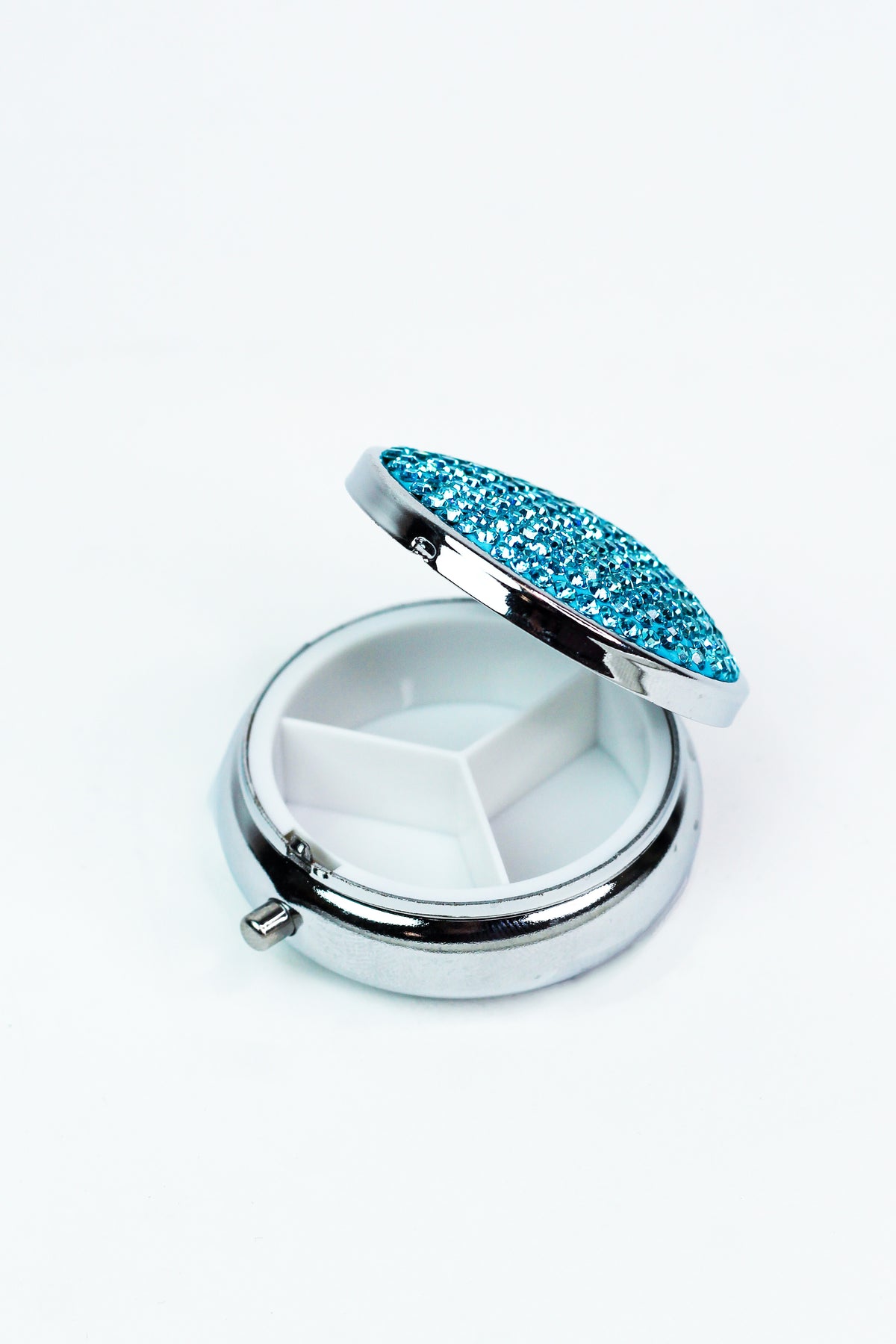 All Rhinestone Top Round Pill Box - Glitz & Ears Boutique